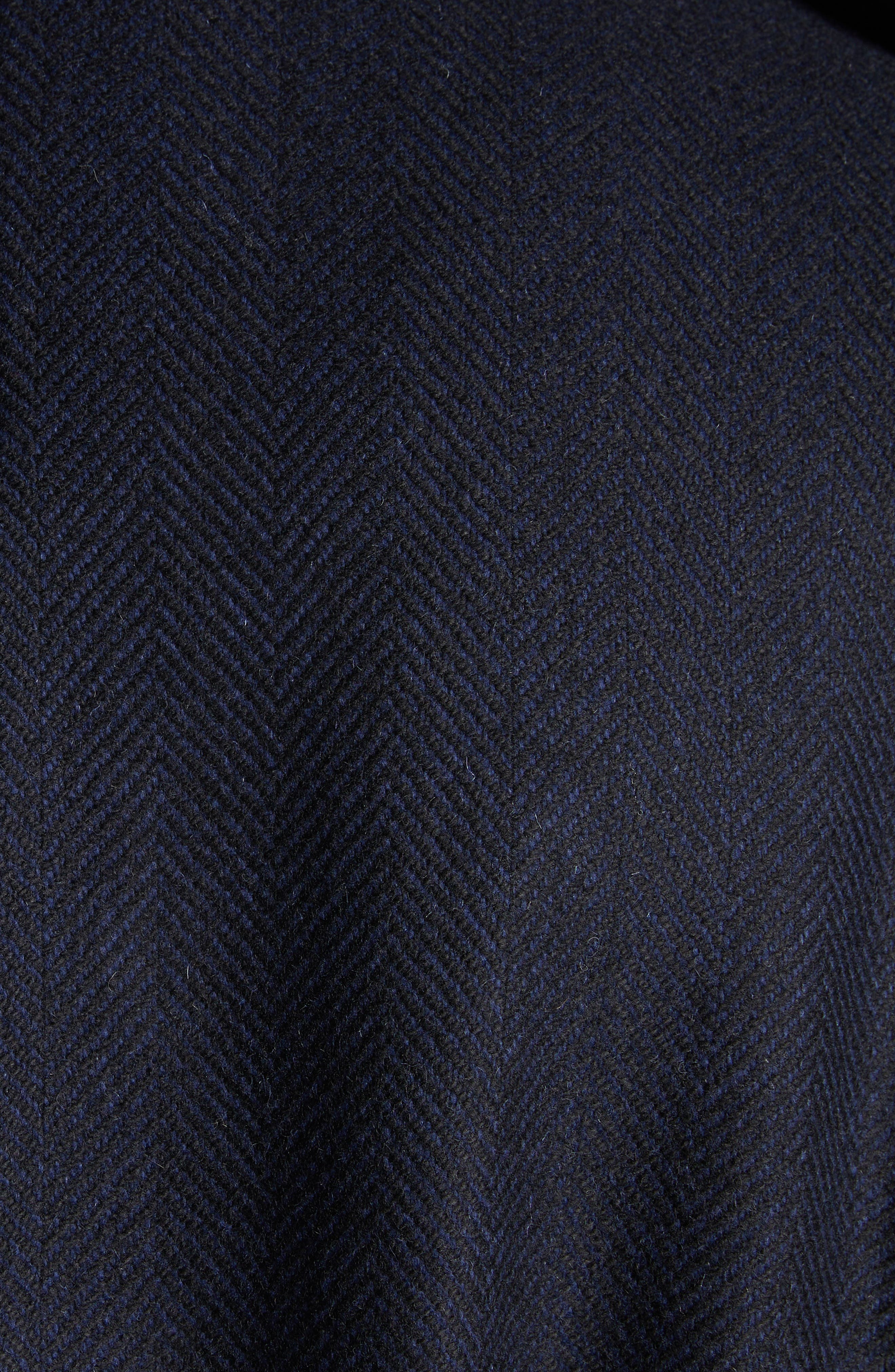 TOM FORD Officer Wool Herringbone Coat in Combo Black/Blue at Nordstrom - 6