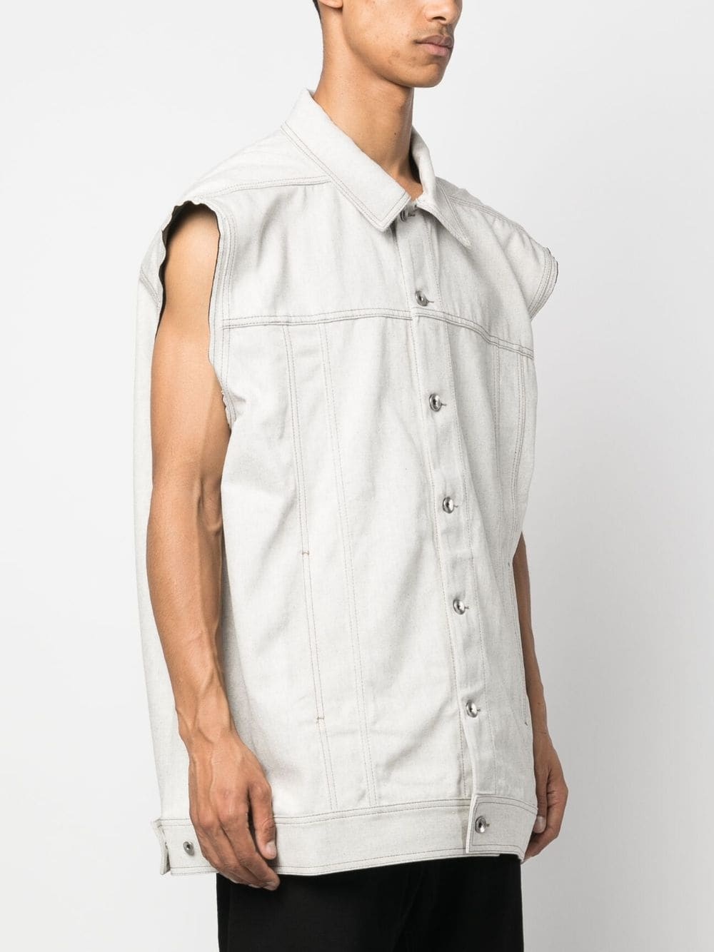 sleeveless cotton denim vest - 3