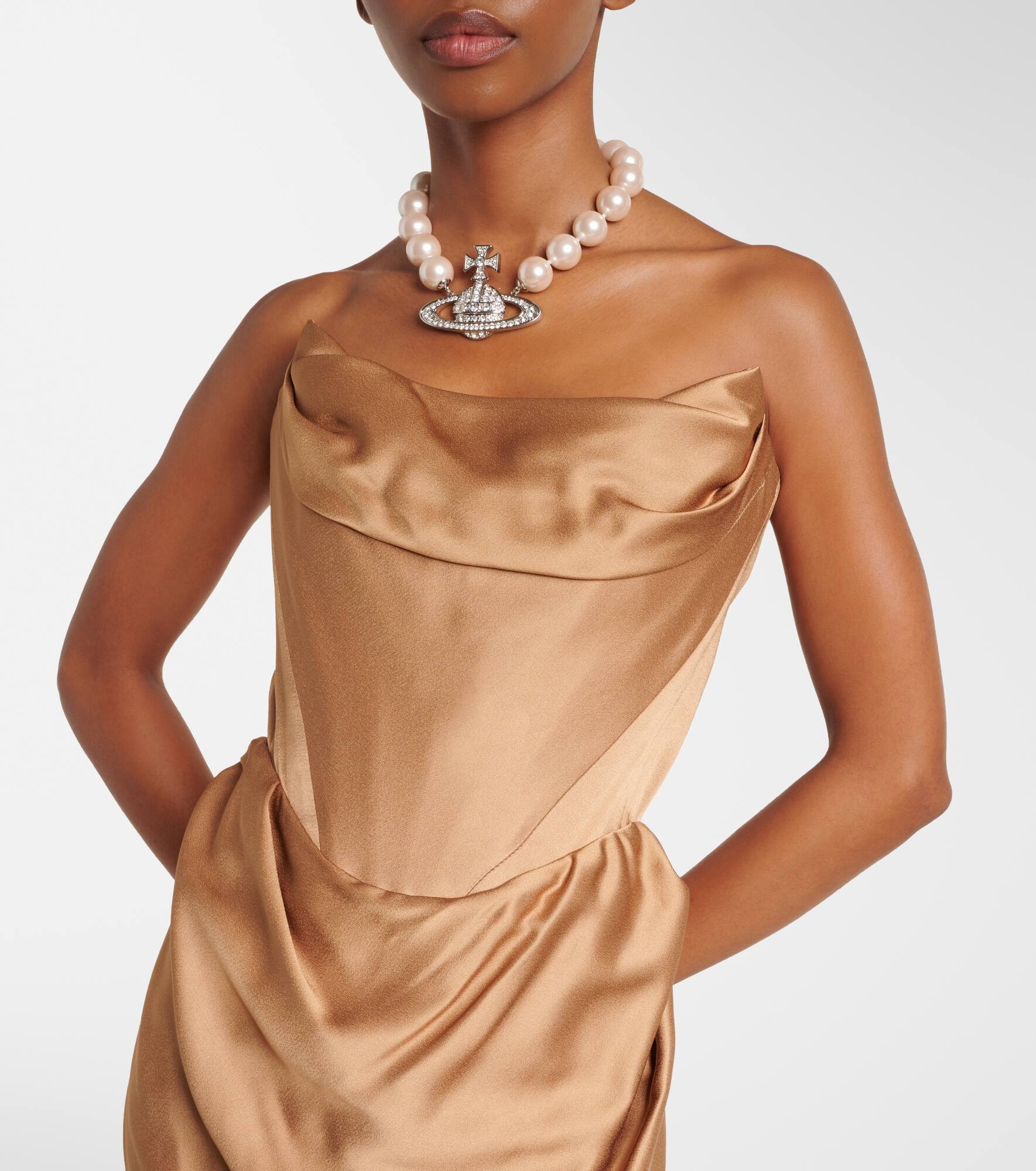 Galaxyno strapless satin corset gown - 4