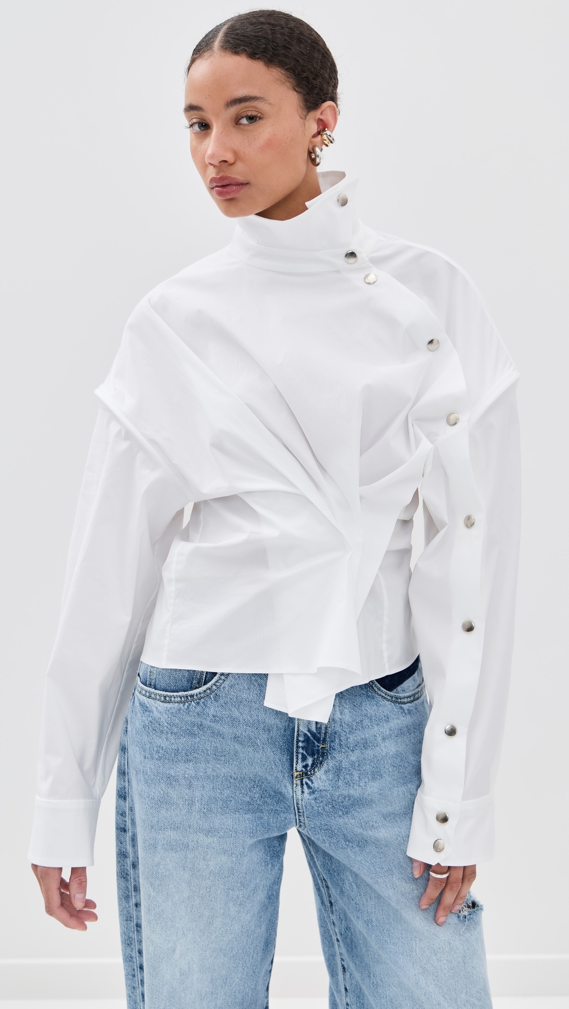 Asymmetric Collar Shirt - 6
