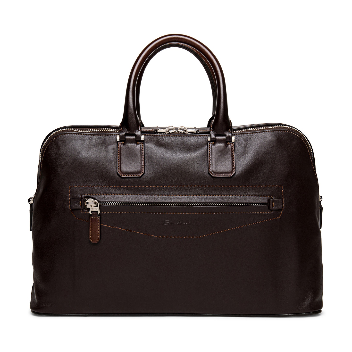 Brown leather laptop bag - 1