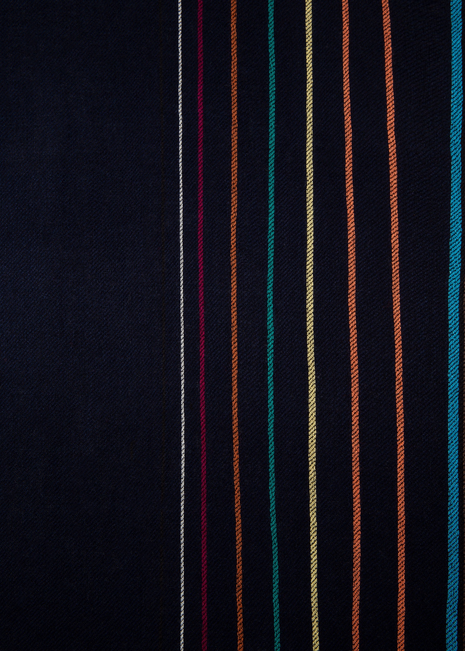 Navy Wool-Silk 'Signature Stripe' Scarf - 3