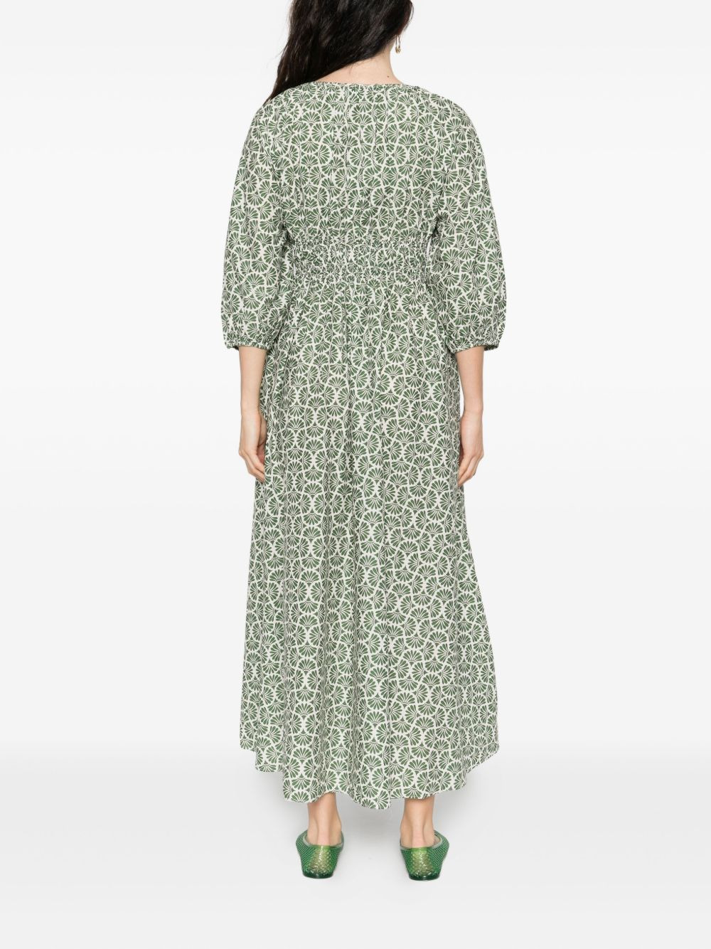 smocked floral-print dress - 4