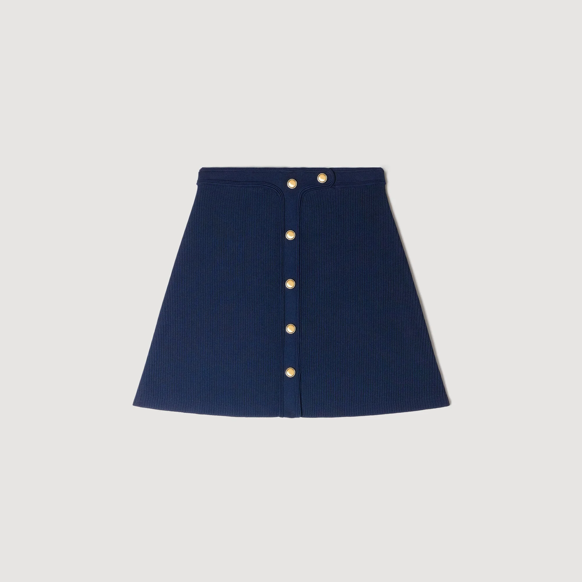 MINI RIBBED SKIRT WITH PRESS STUDS - 1