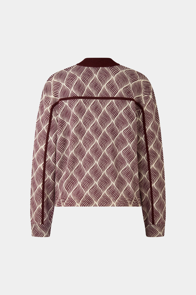 BOGNER Evelyn knitted bomber jacket in Wine red/cream outlook