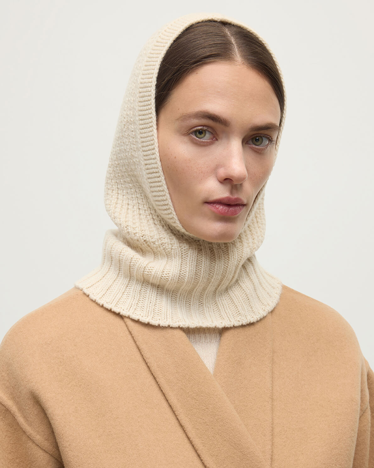 Waffle Stitch Cream Cashmere Hood - 4