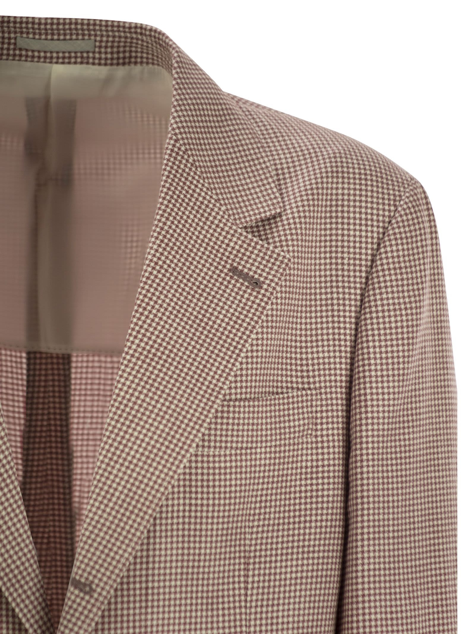 Brunello Cucinelli Men Houndstooth Wool, Linen And Silk Deconstructed Jacket - 4