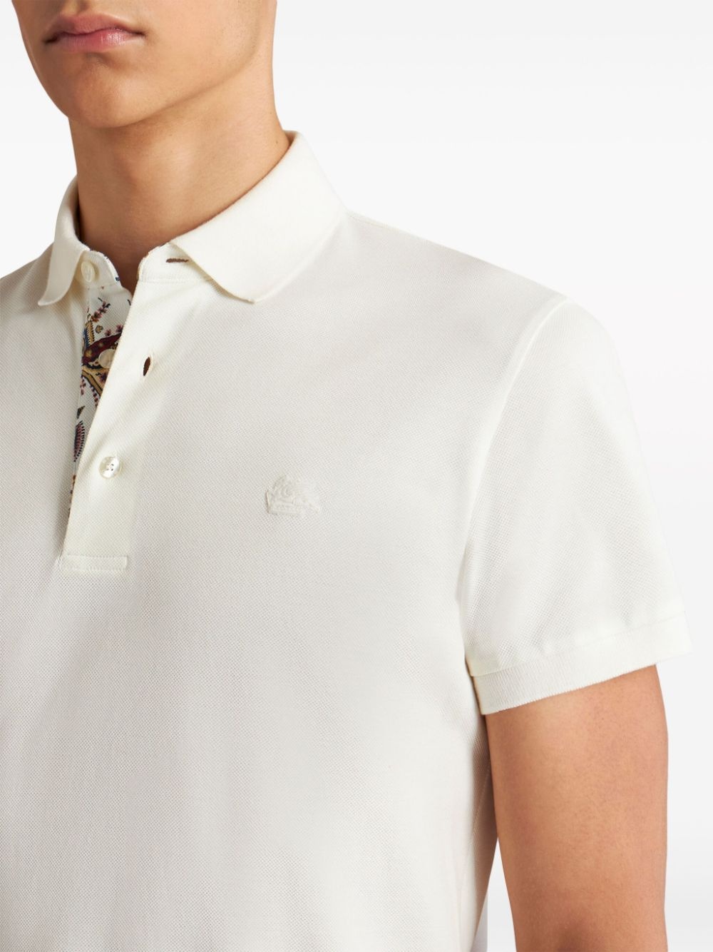 Pegaso-embroidered cotton polo shirt - 4
