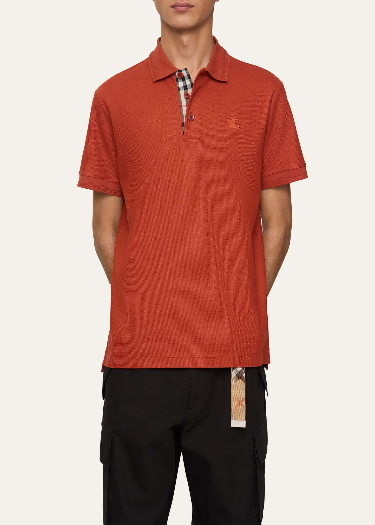 Men's Eddie Pique Check-Placket Polo Shirt - 2
