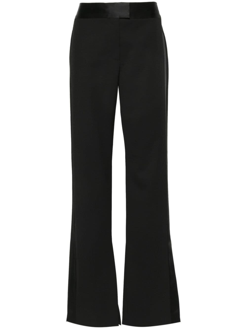 satin-trim wool trousers - 1