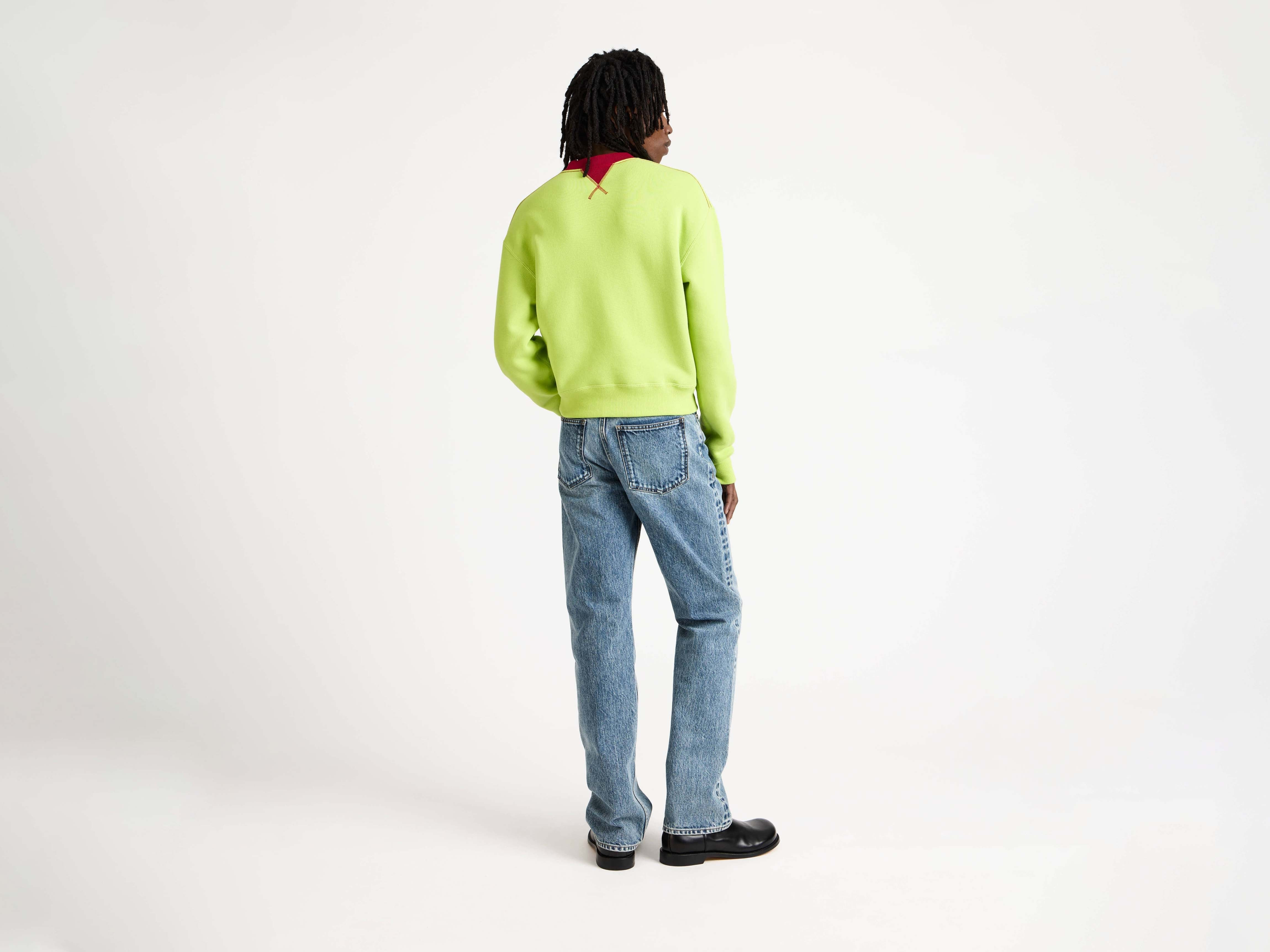 CONTRAST COLLAR SWEATSHIRT IN LIME & RED - 3