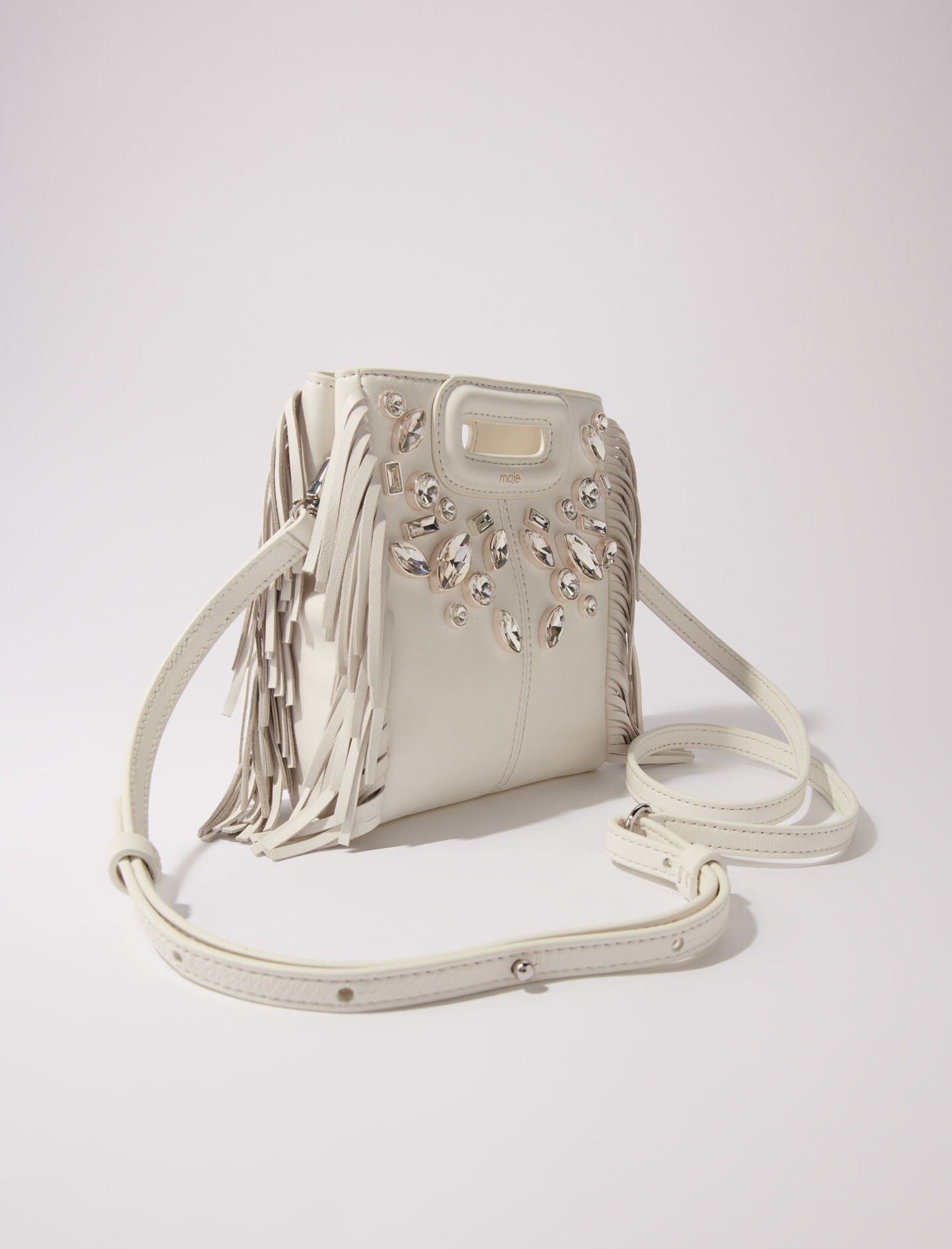 M mini leather bag with diamantés - 3