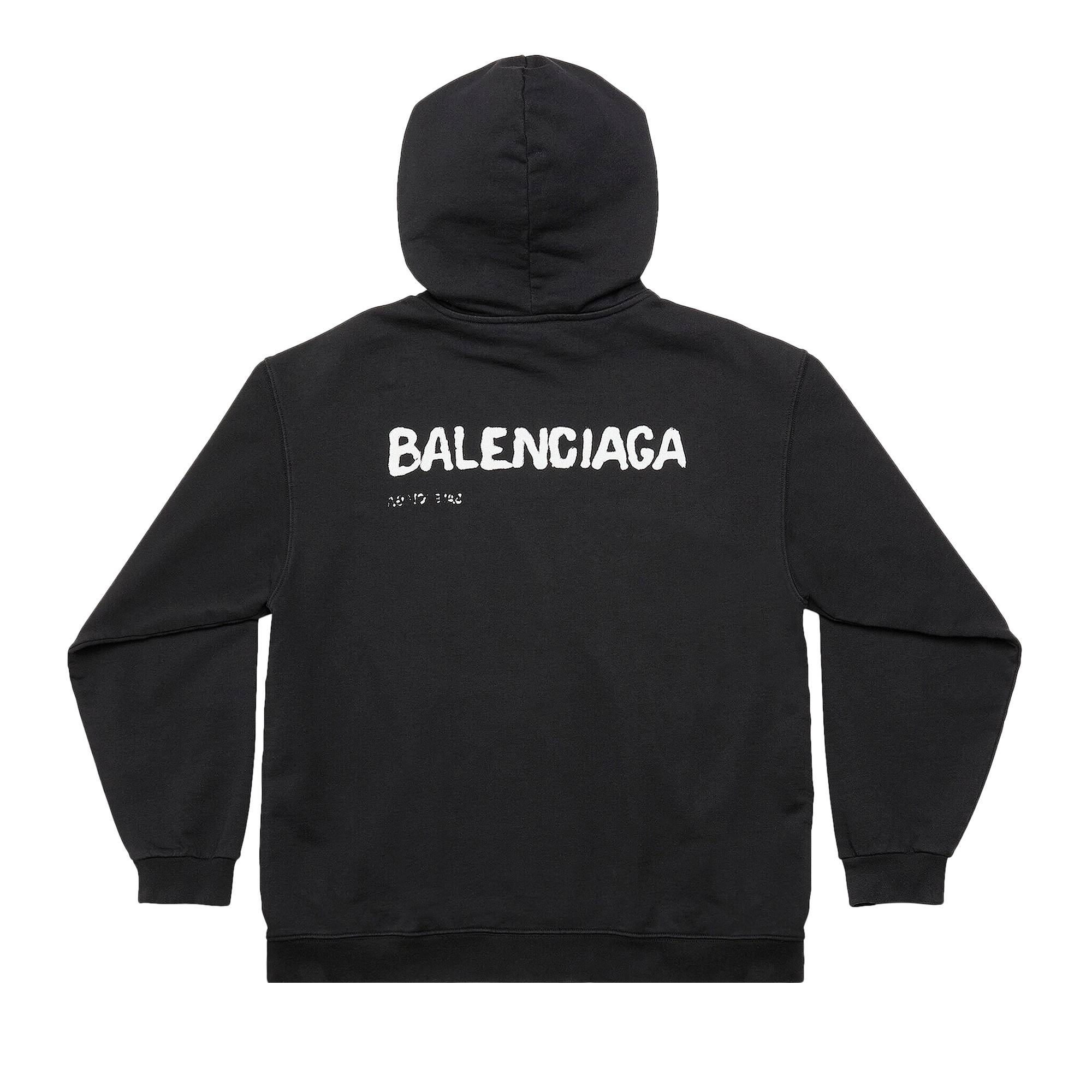Balenciaga Medium Fit Hoodie 'Black/White' - 2