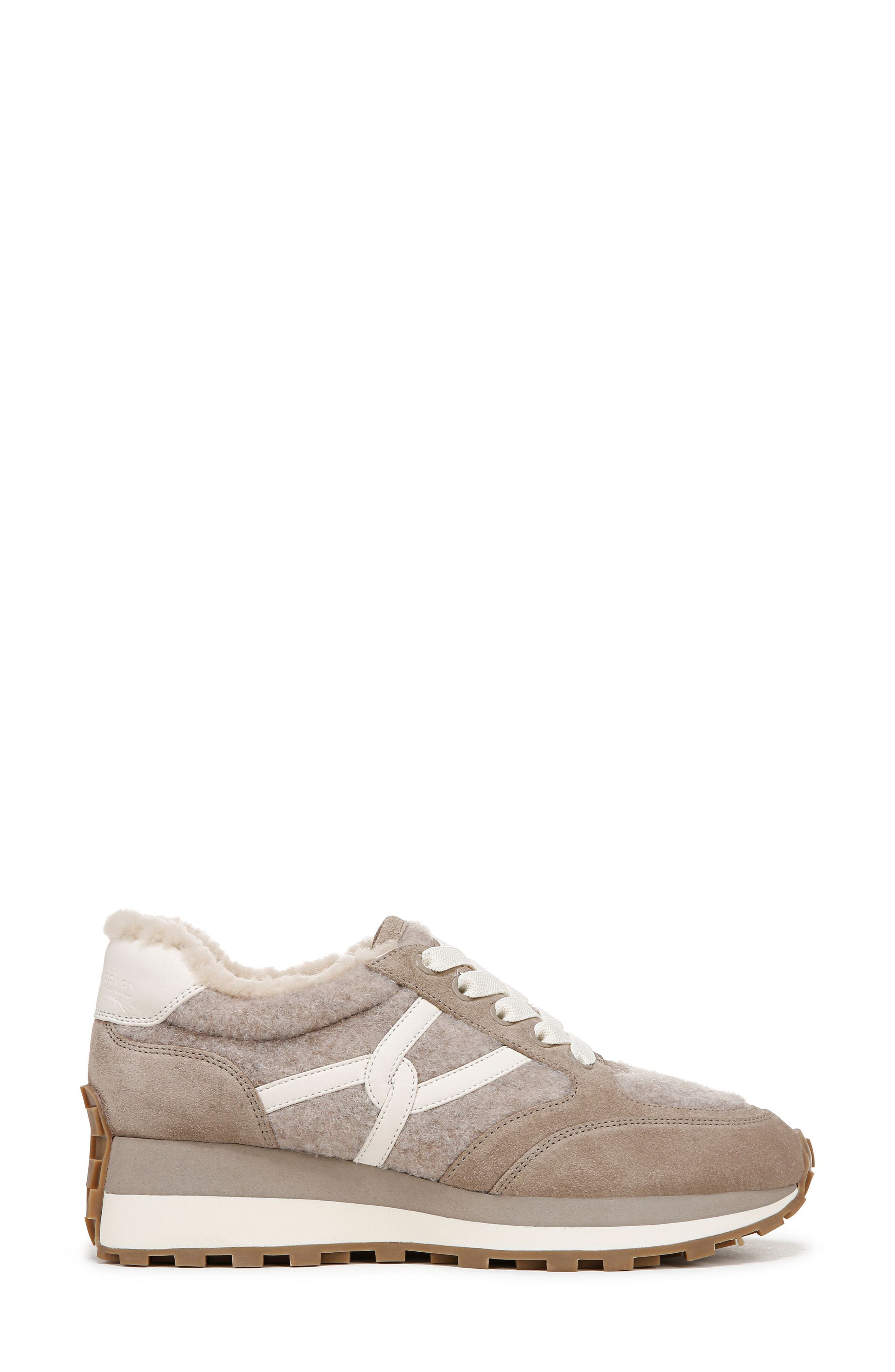Veronica Beard Valentina Genuine Shearling Lined Sneaker in Cobblestone at Nordstrom - 3