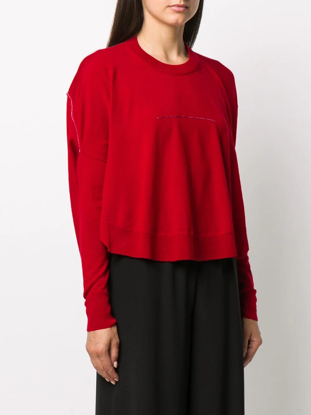 draped-back wool jumper - 3