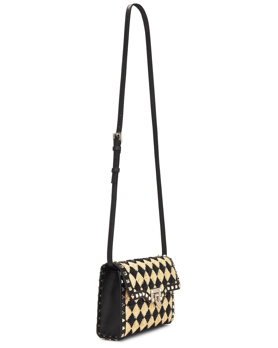 Raffia Small Rockstud Shoulder Bag - 3