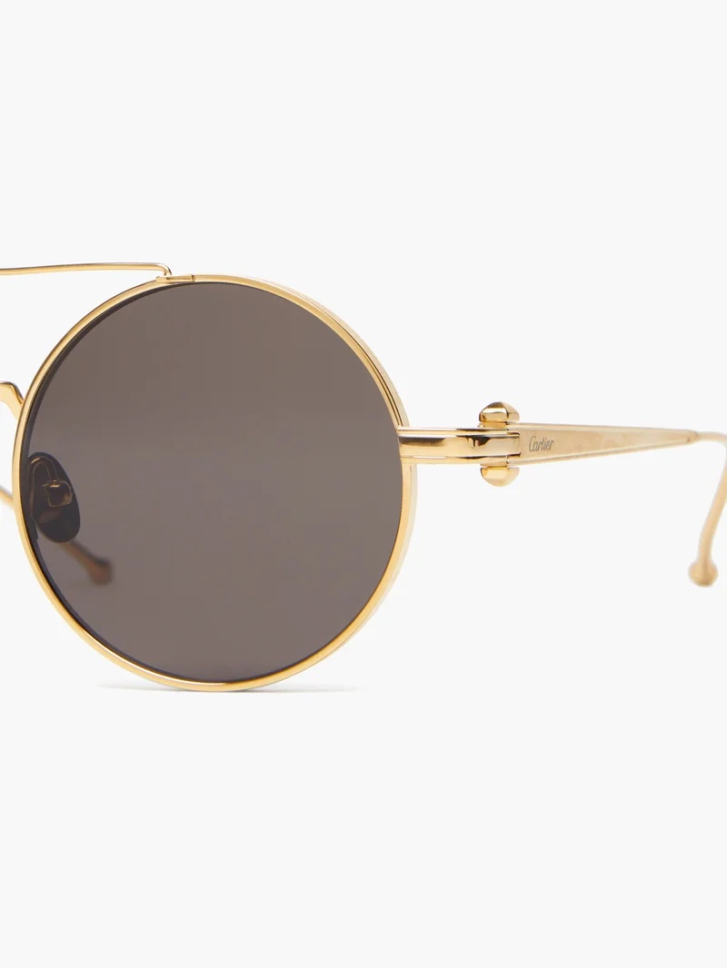 Cartier Men's Santos Evolution Half-Rim Aviator Sunglasses