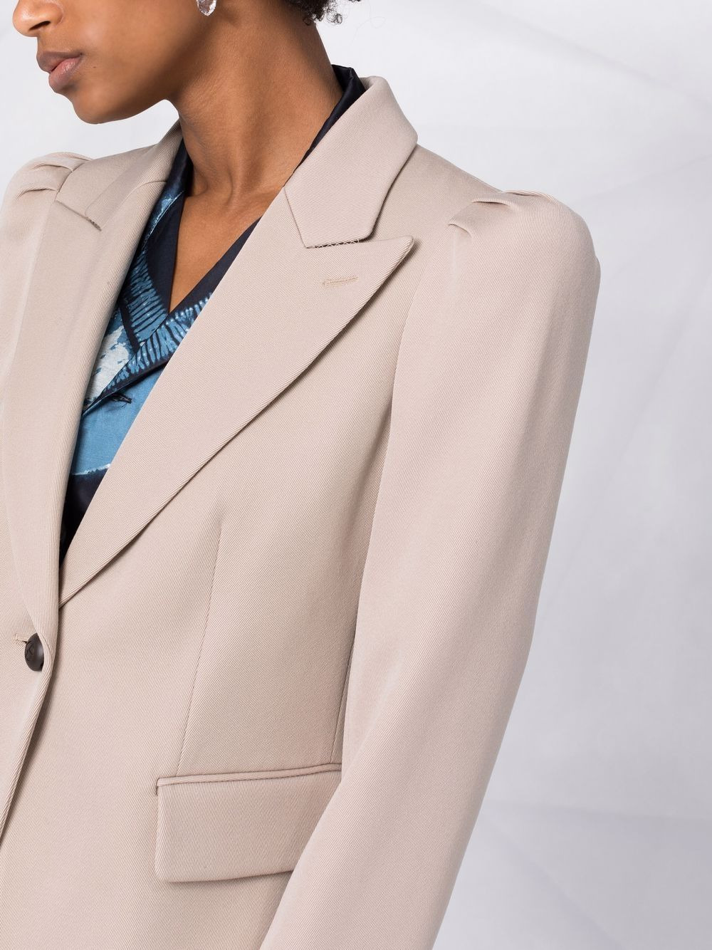 padded-shoulders fitted blazer - 3