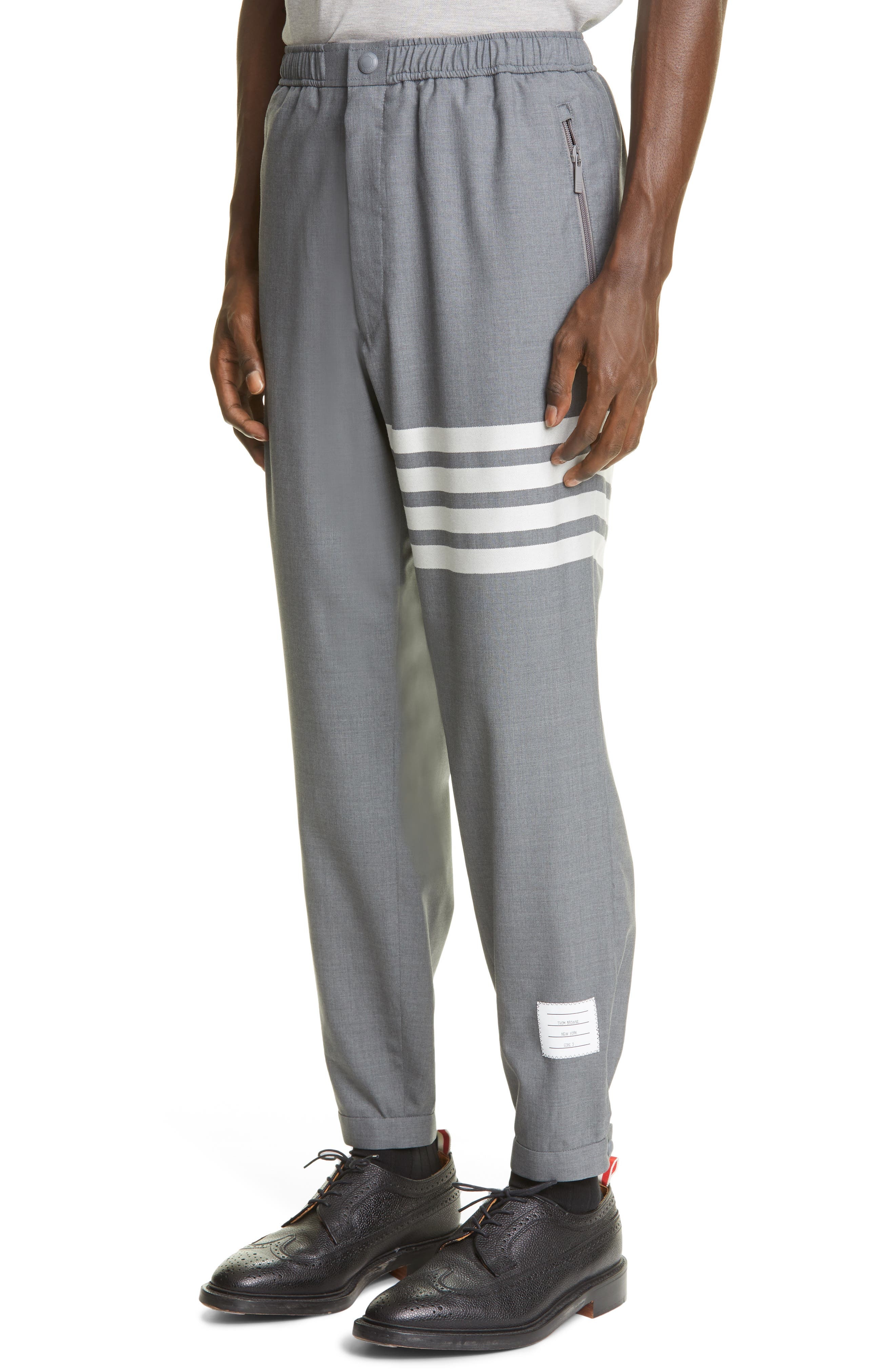 Thom Browne 4-Bar Wool Track Pants in Med Grey at Nordstrom - 4
