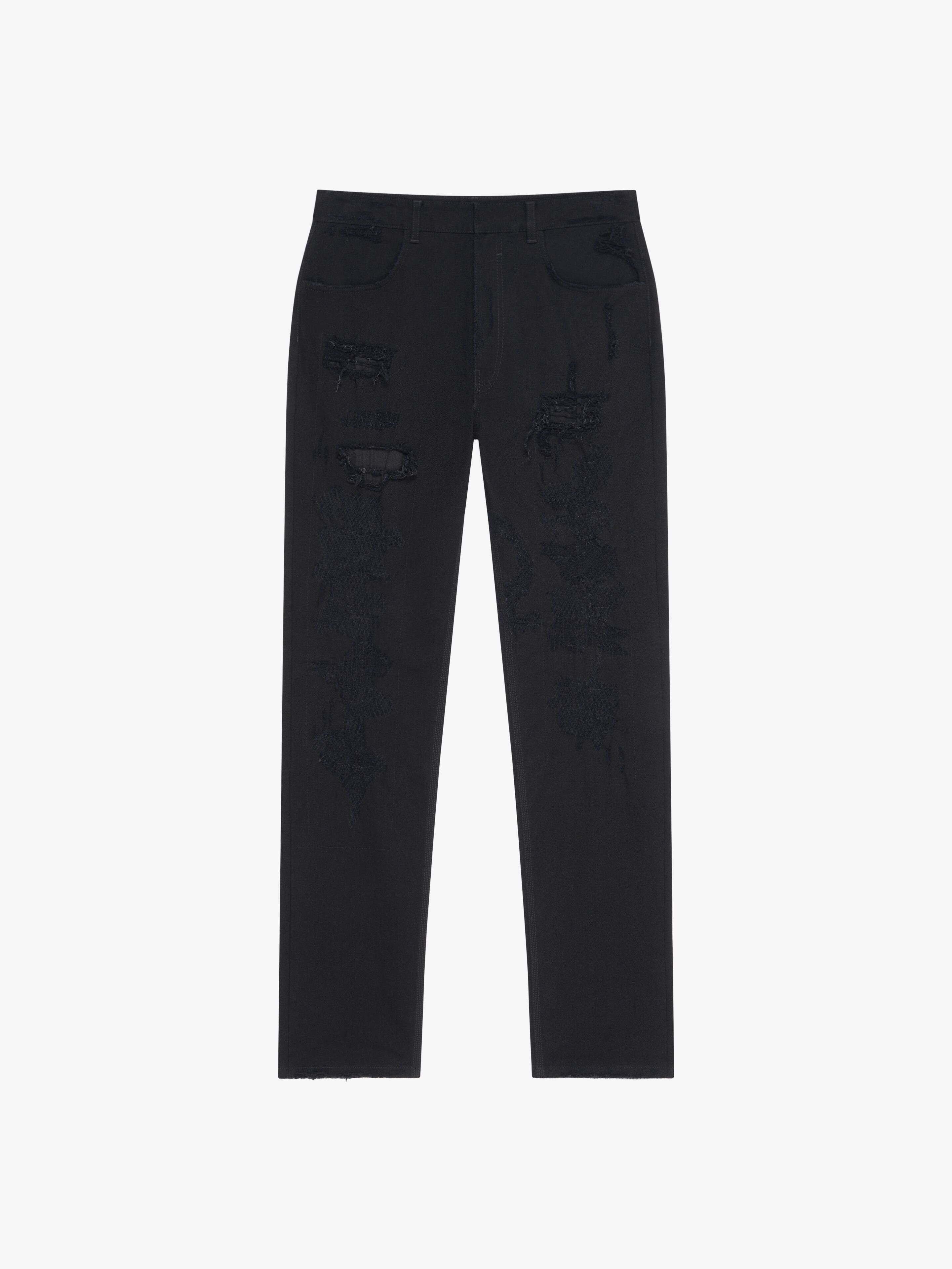 SLIM FIT JEANS IN DESTROYED DENIM - 1