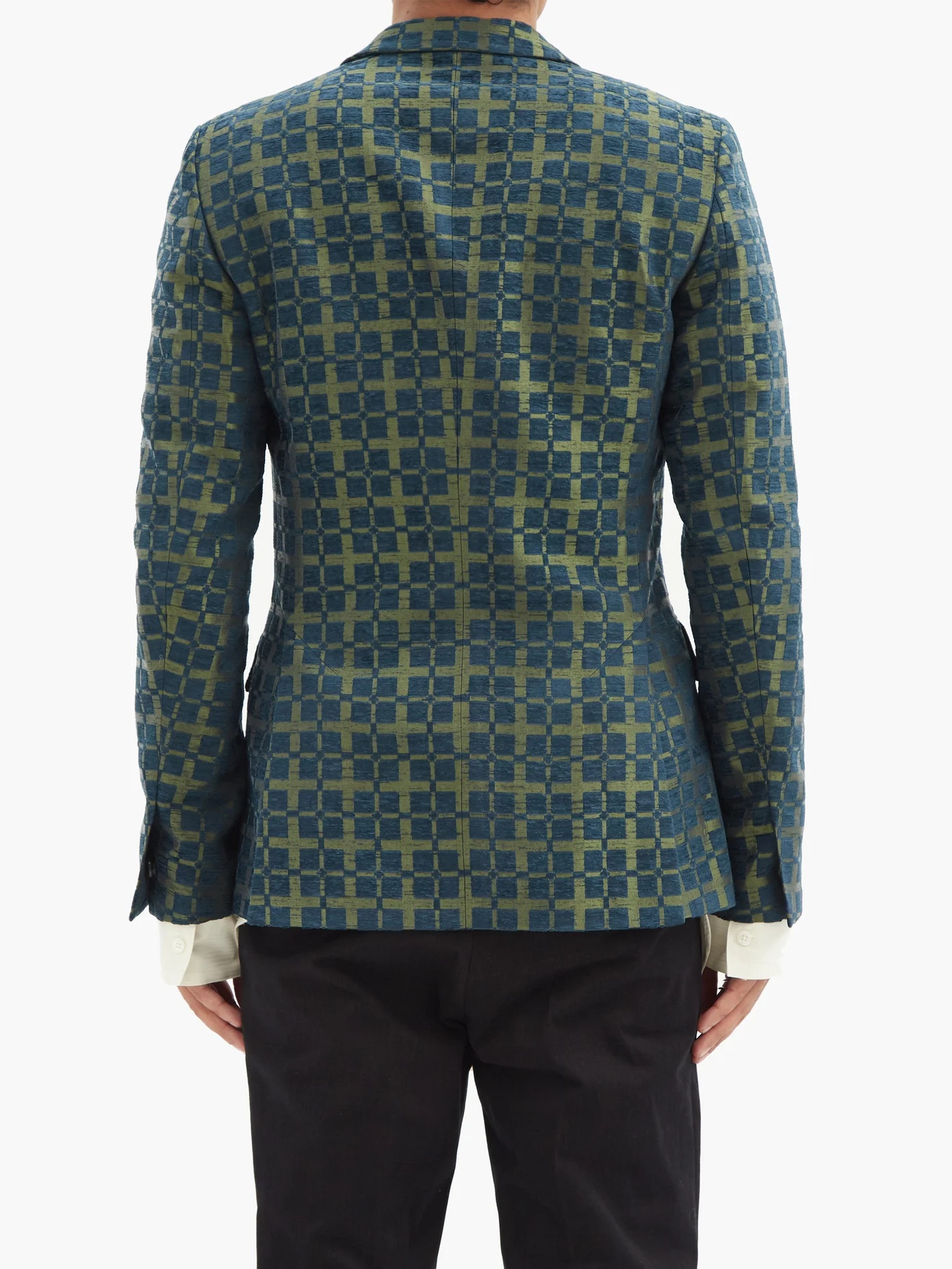 Check-jacquard single-breasted blazer - 5