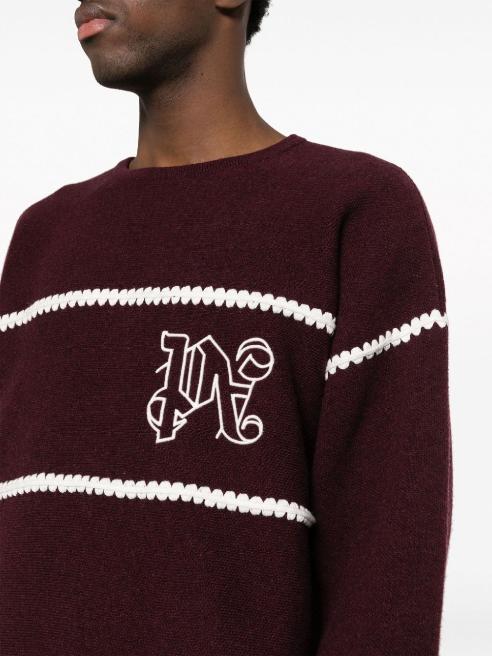 embroidered-monogram striped jumper - 5