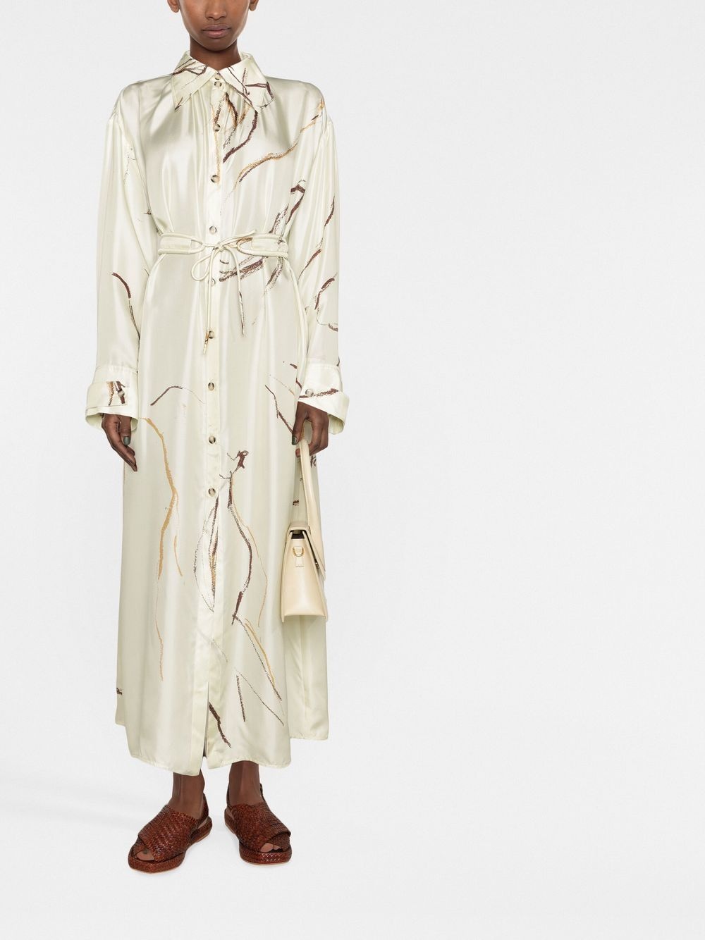 abstract-print silk shirt dress - 2