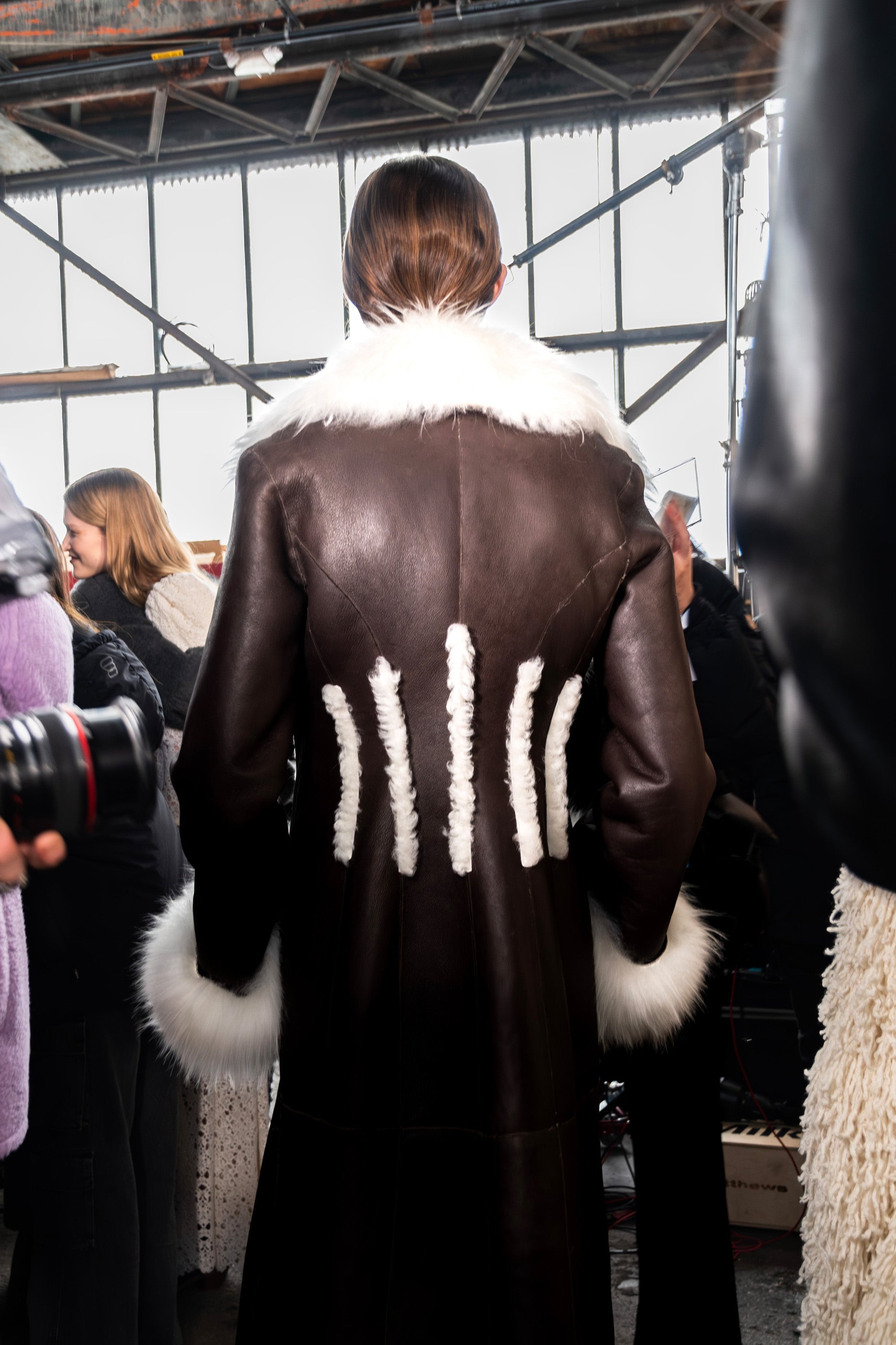 Prufrock Coat in Chocolate & Ivory Cashmere Shearling - 3