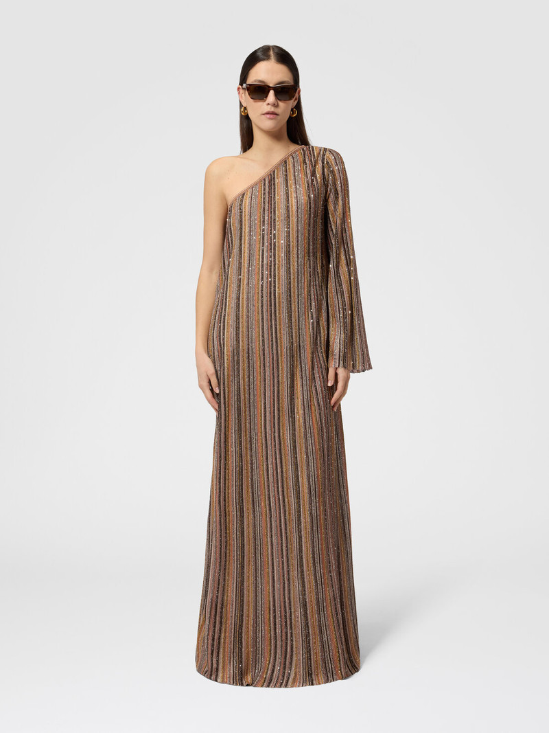 Missoni Ribbed One-Shoulder Viscose Lamé Gown outlook