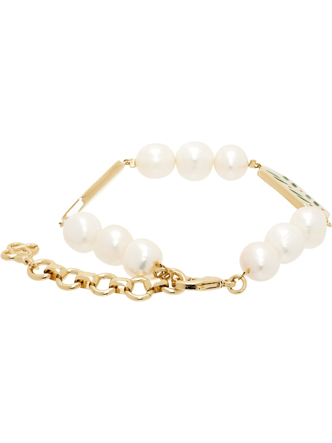 CASABLANCA Gold & White Laurel Pearl Bracelet | ssense