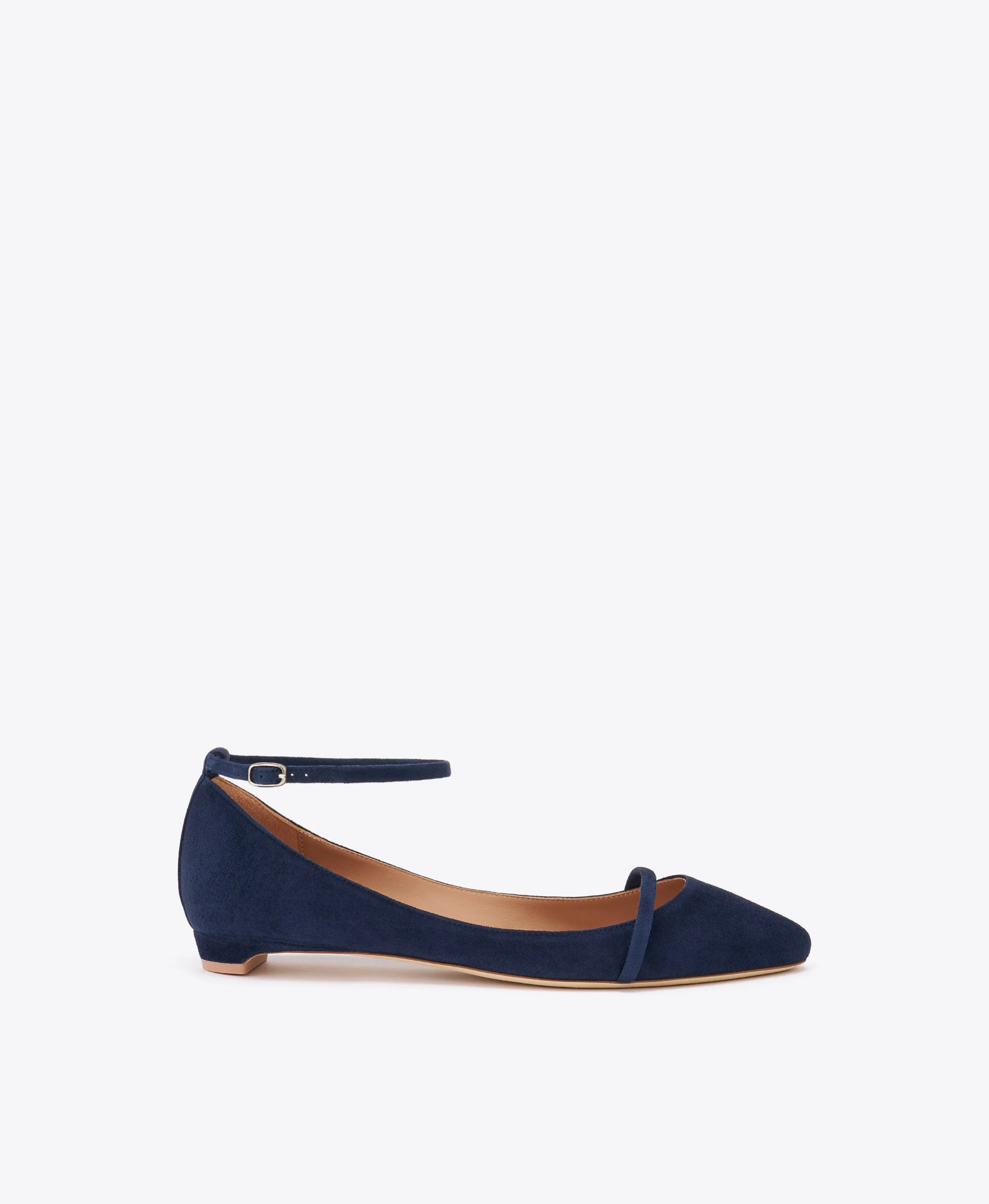 Mary Blue Suede Flat Pumps - 1