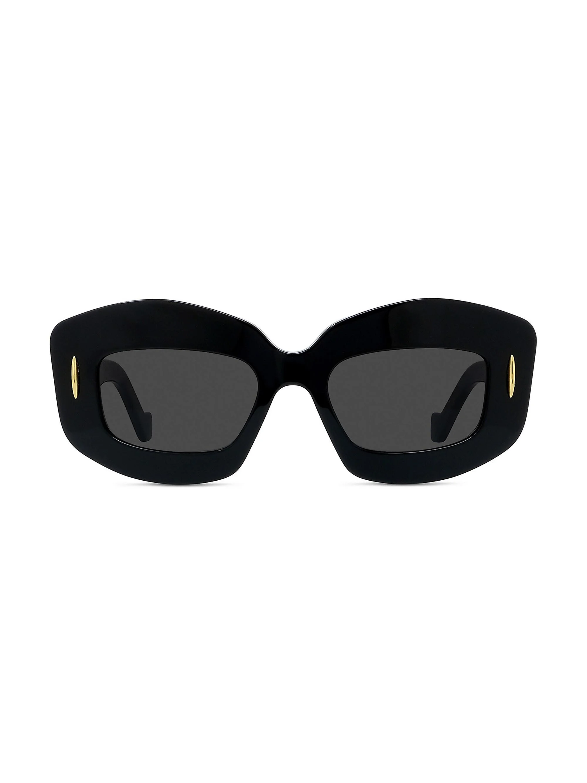 Men's Chunky Anagram 49MM Rectangular Sunglasses - Shiny Black Smoke - 1