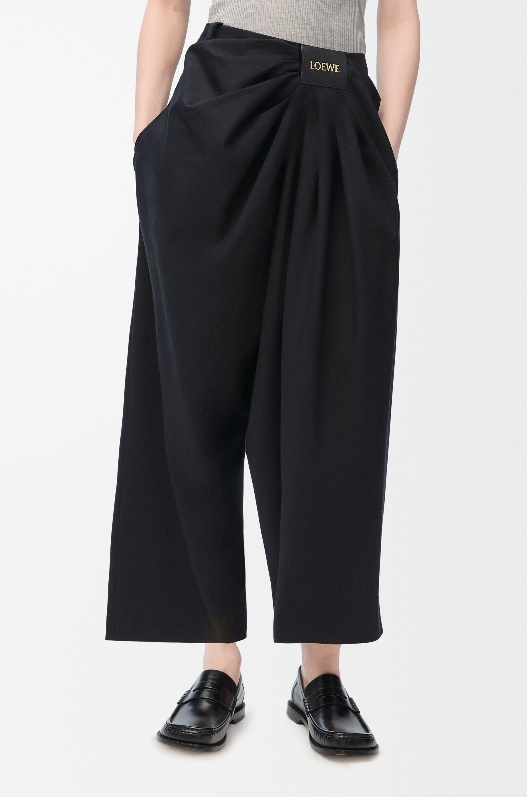 Cropped draped trousers in cotton and silk - 3