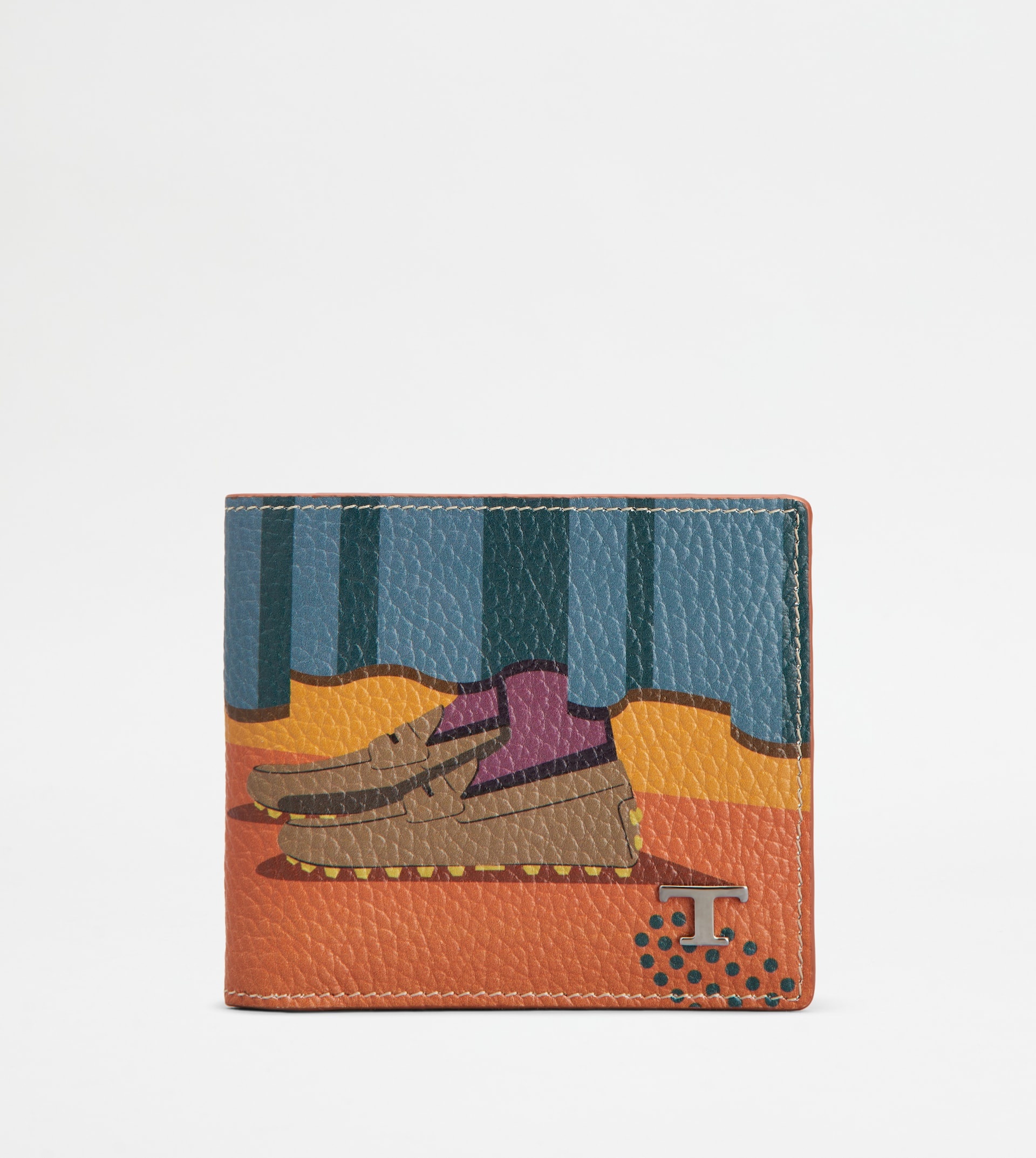WALLET IN LEATHER - ORANGE, LIGHT BLUE, YELLOW - 1