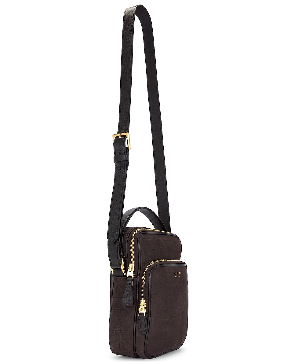 Stamped Croc Small Double Zip Messenger - 3