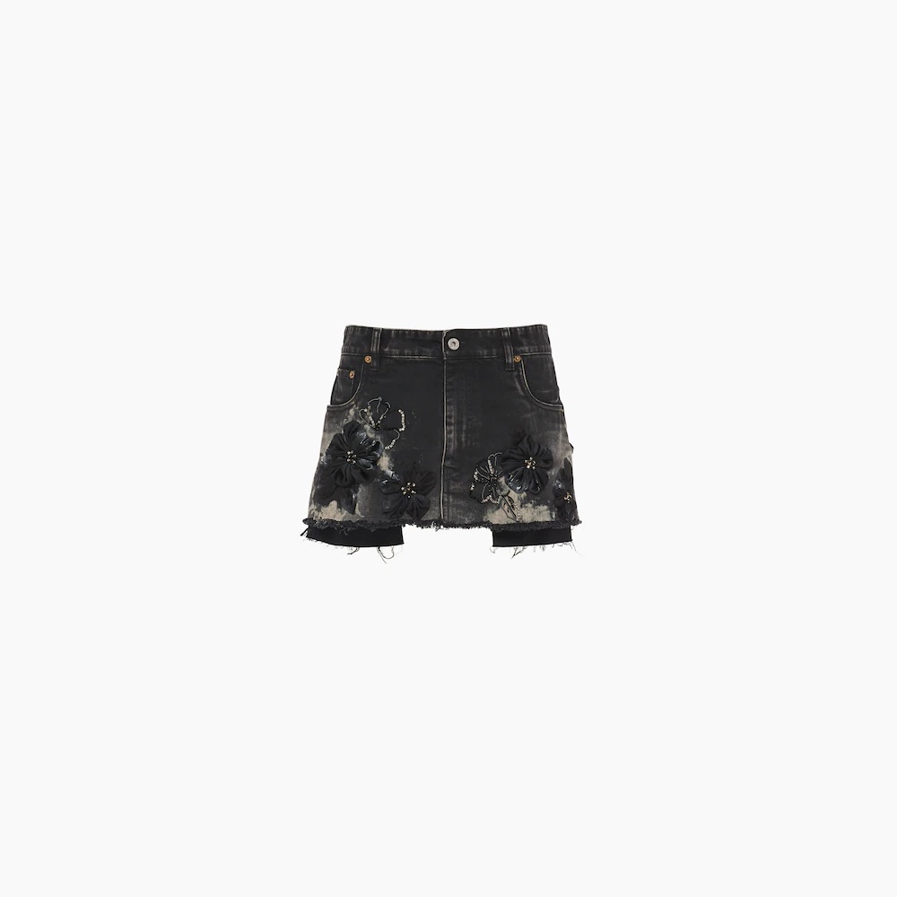 Black denim miniskirt - 1