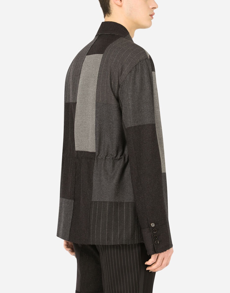 Deconstructed stretch wool patchwork jacket - 5