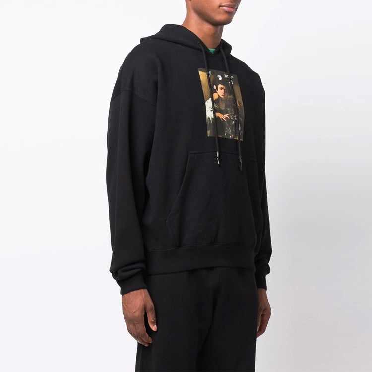Off-White FW21 Pattern Alphabet Printing Drawstring Pullover Version Black OMBB085F21FLE0131084 - 4