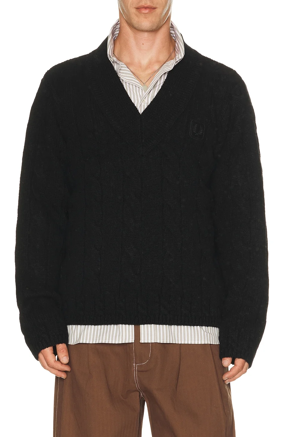 Canvas Cable V-Neck Jumper - 1