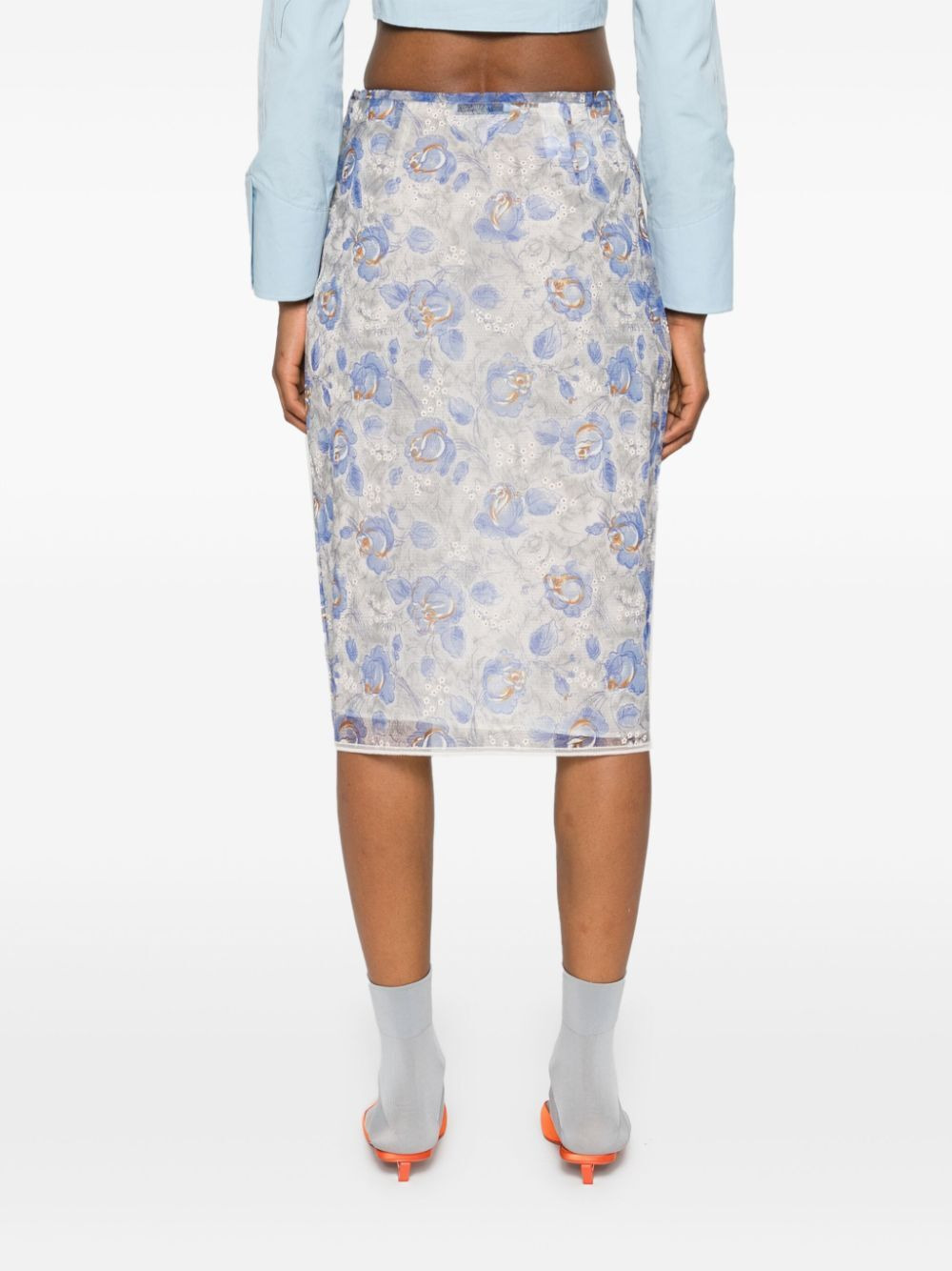 Prada Women Gonna Stampa Peonia In Nylonette - 3