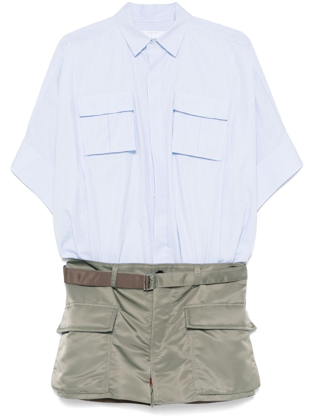 panelled mini shirt dress - 1