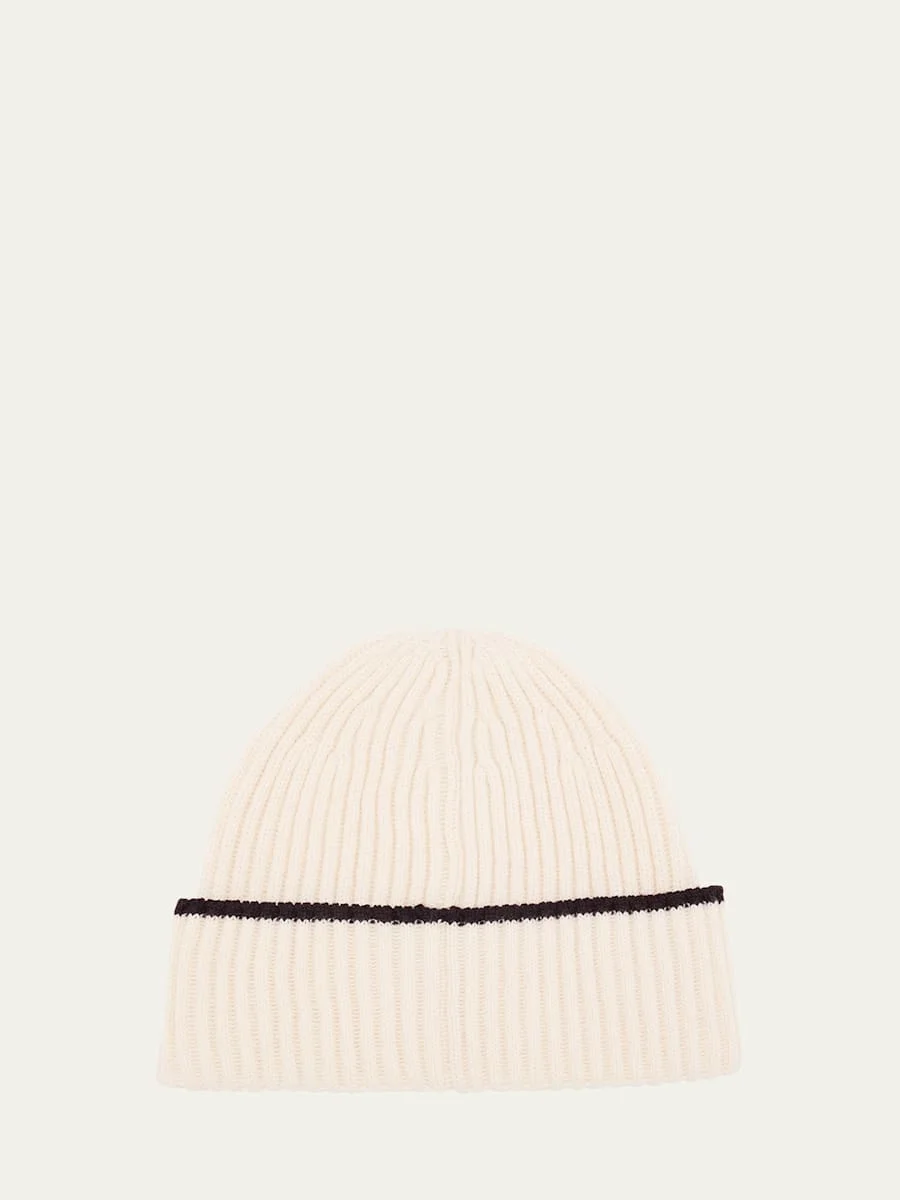Men's Tipped Cashmere Rib Beanie Hat - 1