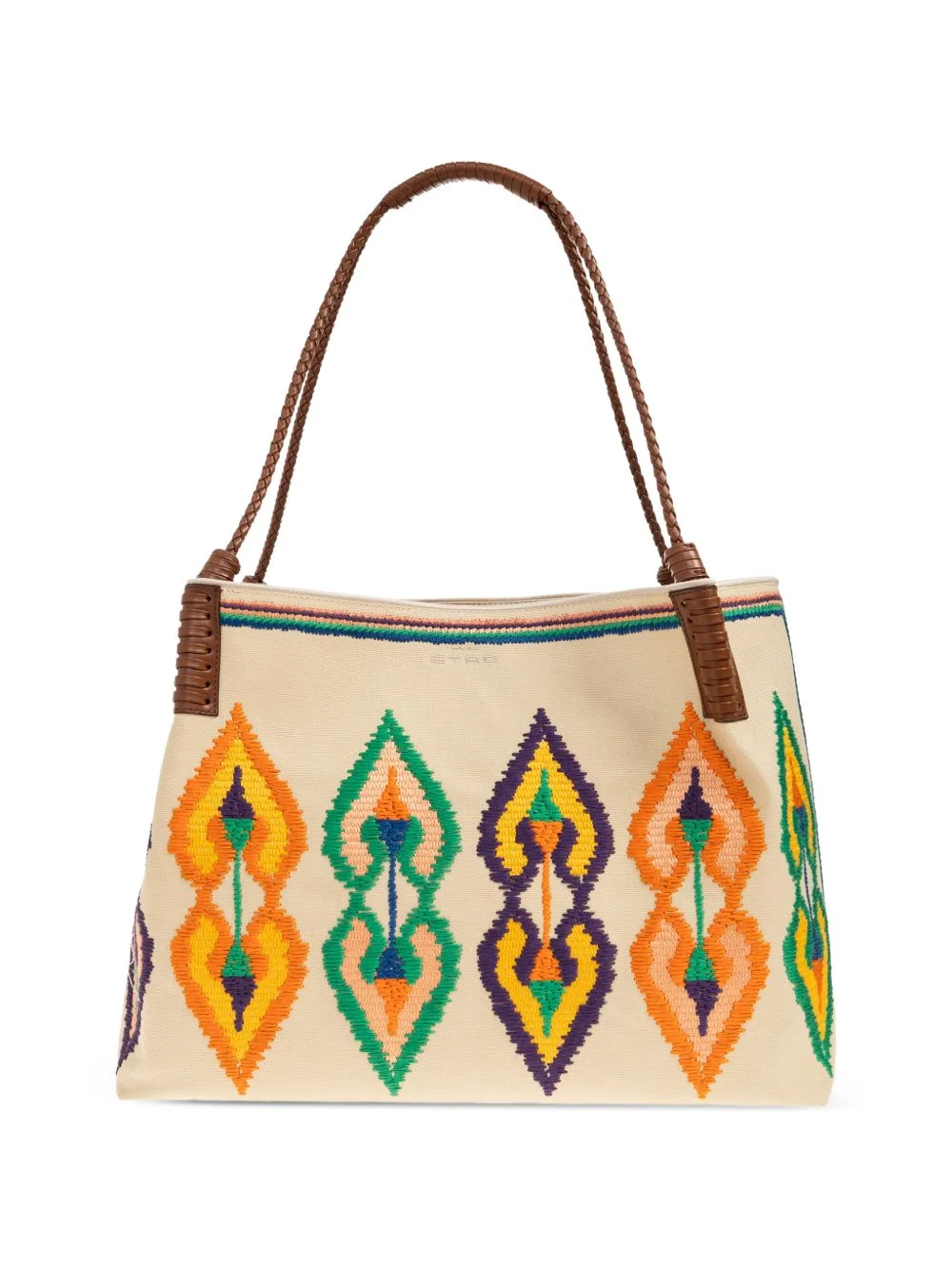 medium Libra embroidered braided-handle shoulder bag - 1