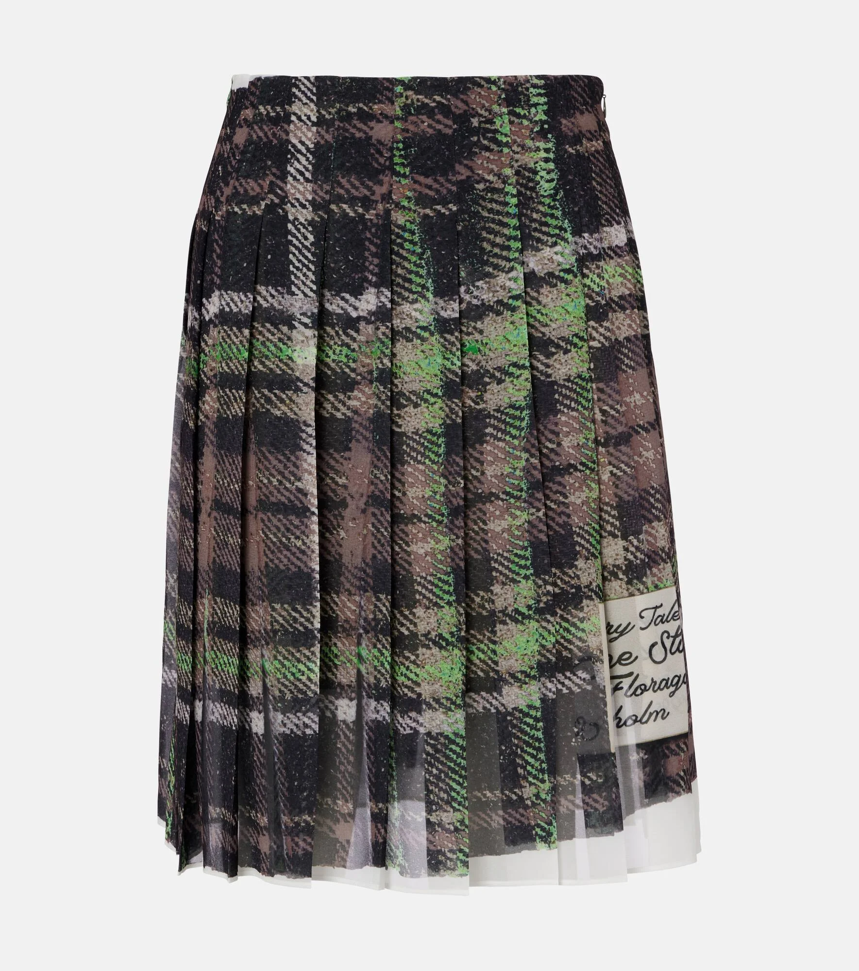 Pleated plaid midi skirt - 1