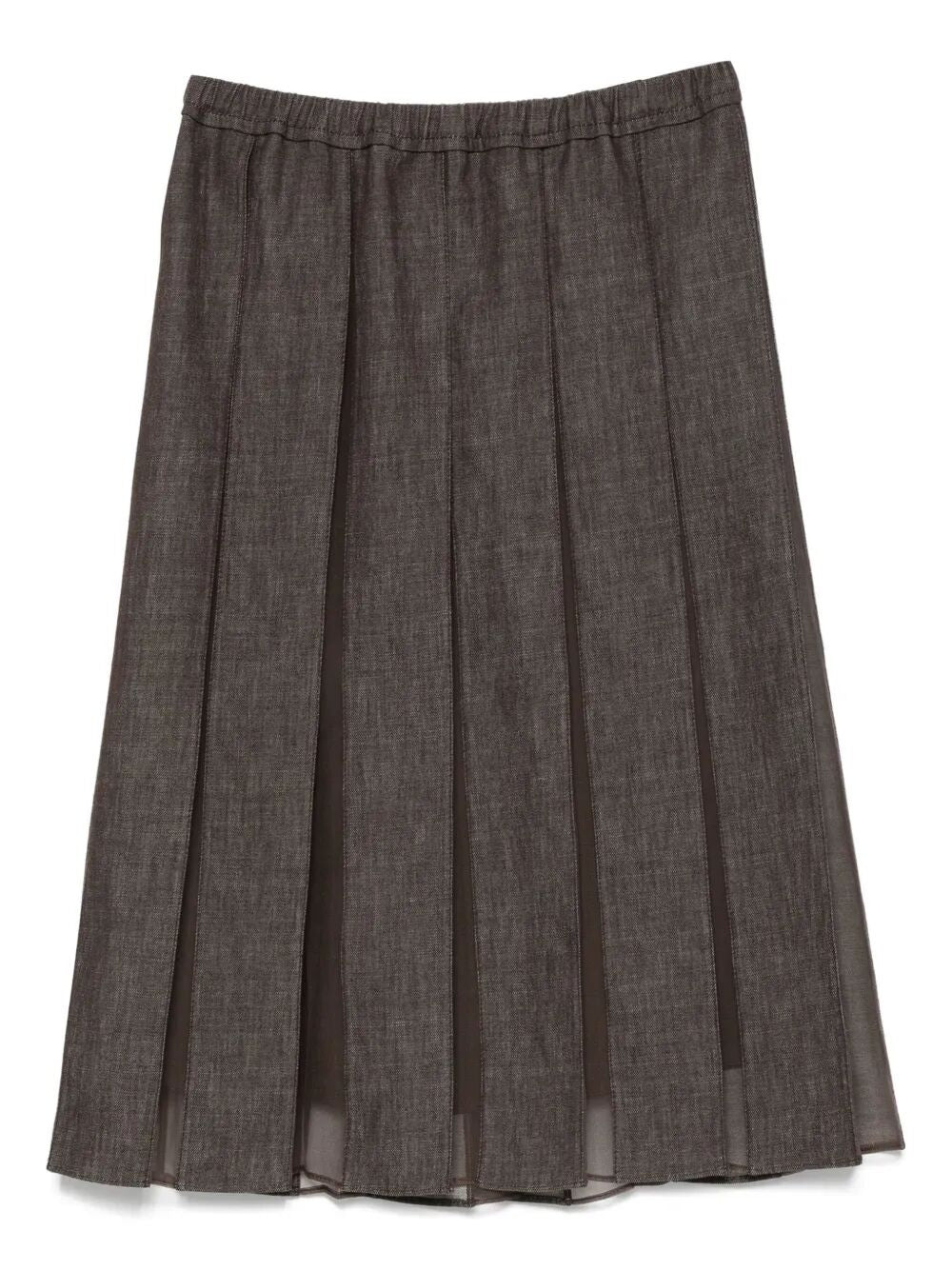 Brunello Cucinelli Women Plated Denim Midi Skirt - 4