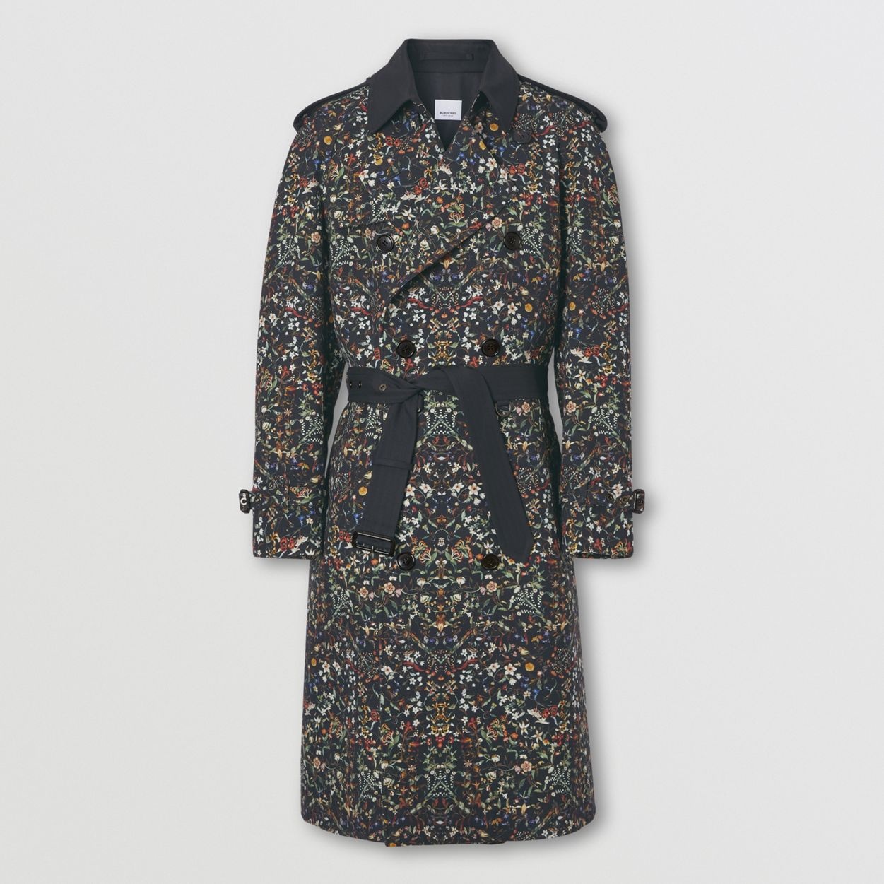 Floral Print Wool Trench Coat - 1