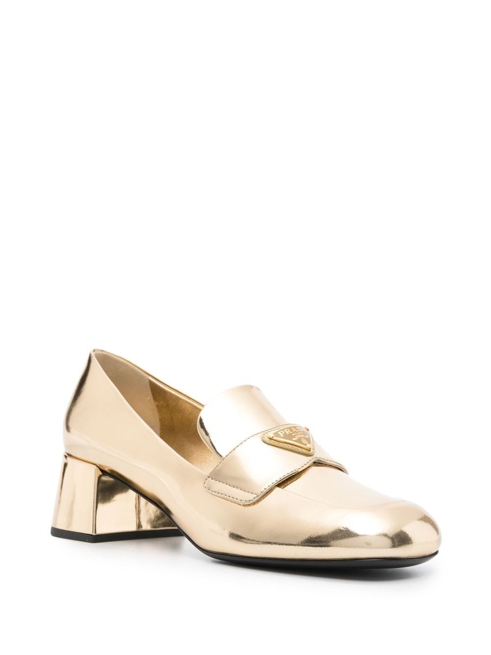 logo-plaque metallic loafers - 2