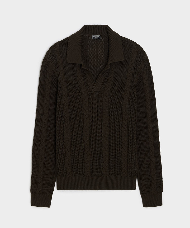 Beechwood Cable Knit Sweater Polo 1