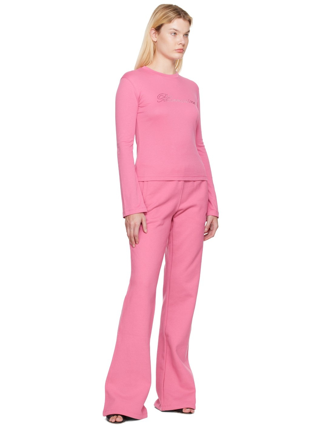 Pink Embroidered Lounge Pants - 4