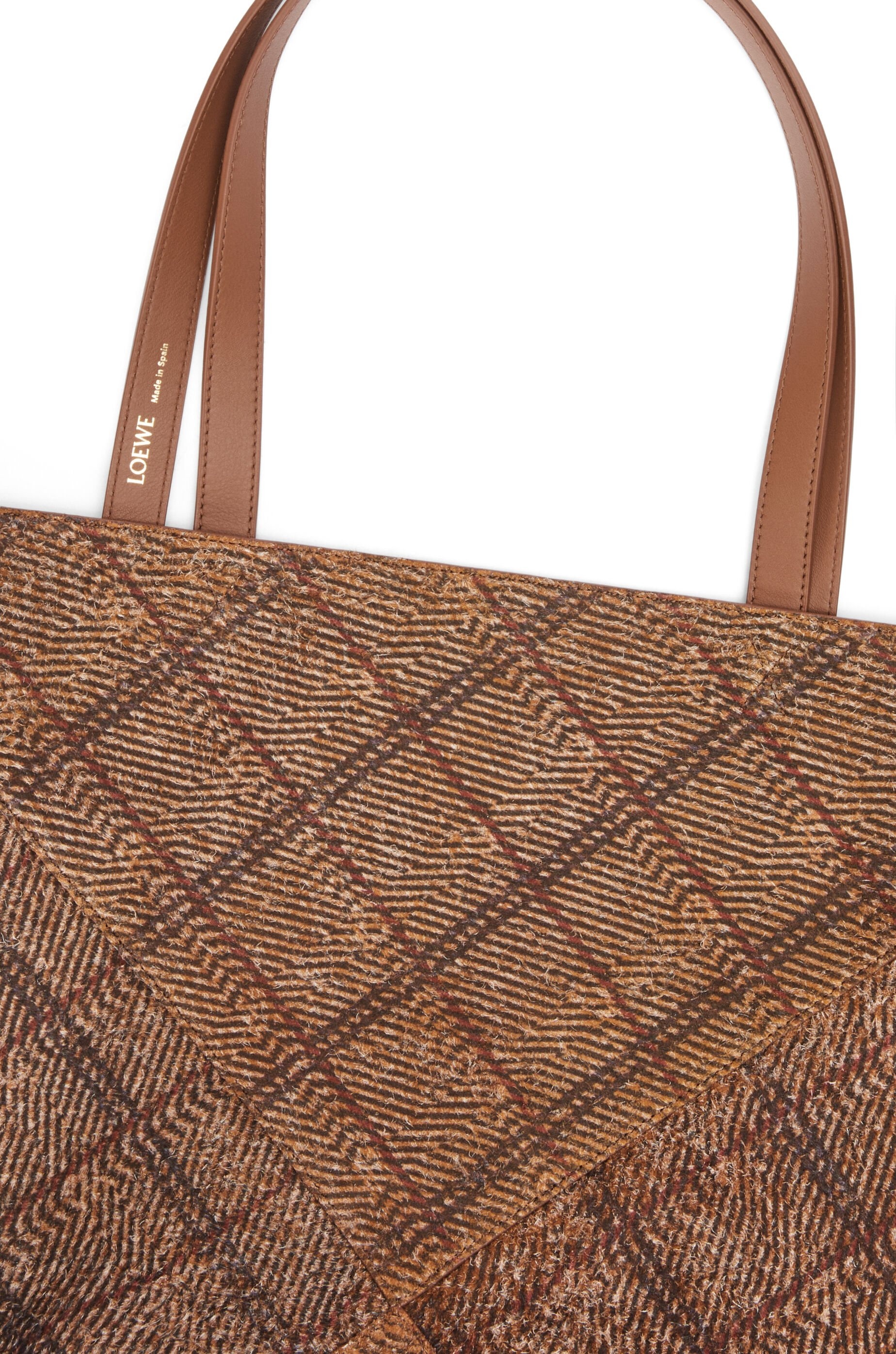 XL Puzzle Fold tote in tartan brushed suede - 8